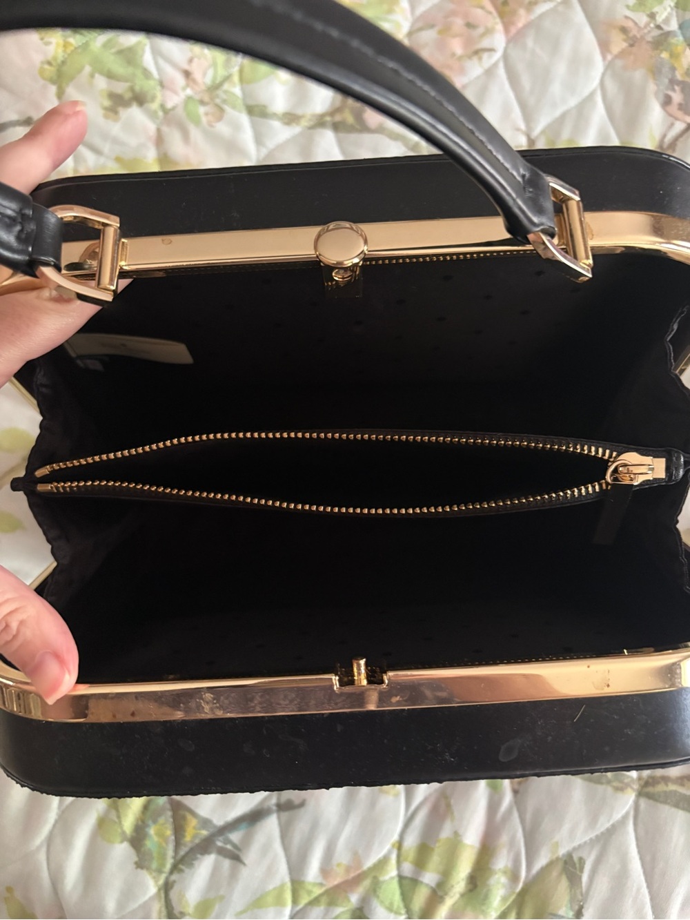 Rare Kate Spade Skyline Way Violina Black Glitter Grommet Satchel Holiday Glam - Picture 8 of 12